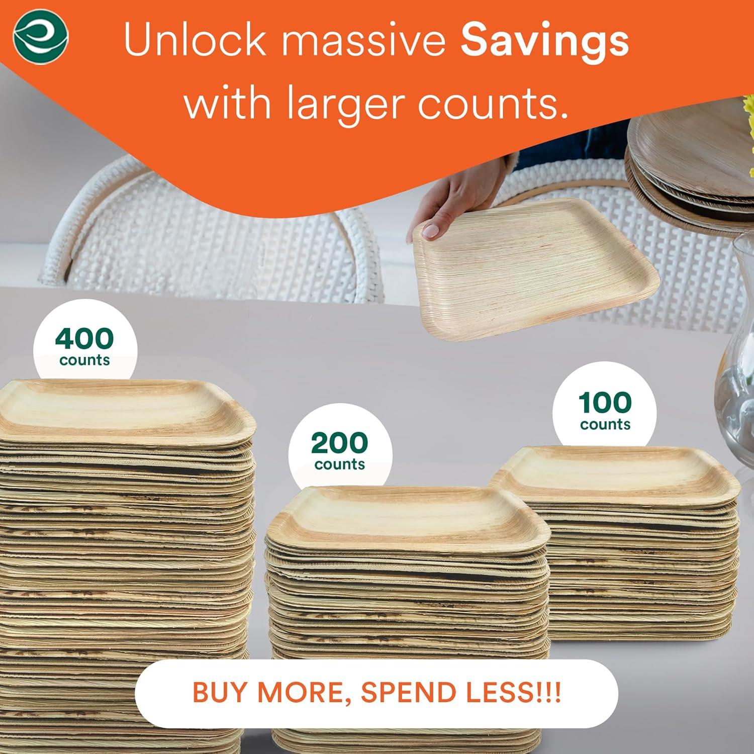Ecosoul Home - Palm Leaf Plates 8 In Sqr - Case Of 8-20 Ct