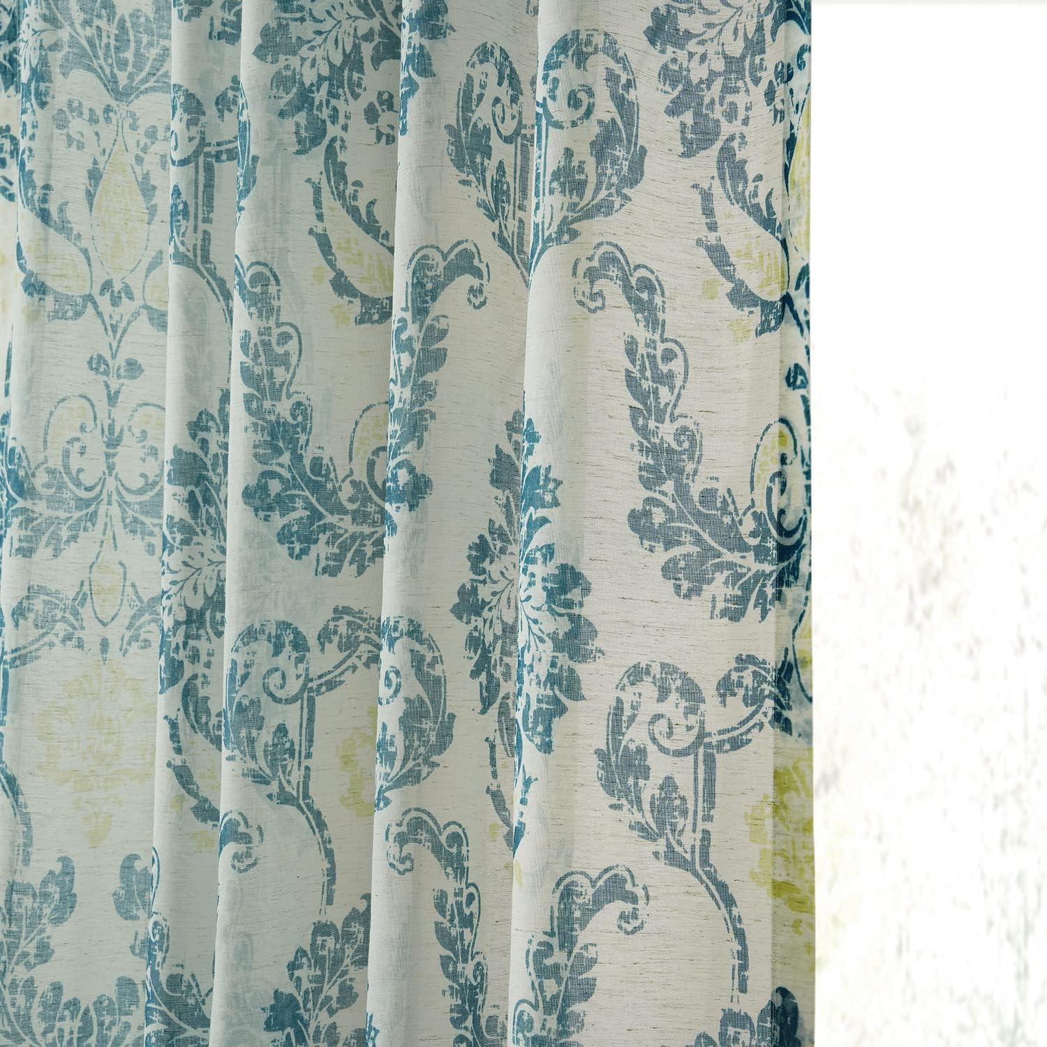 Terrace Teal 84" Sheer Faux Linen Window Panel