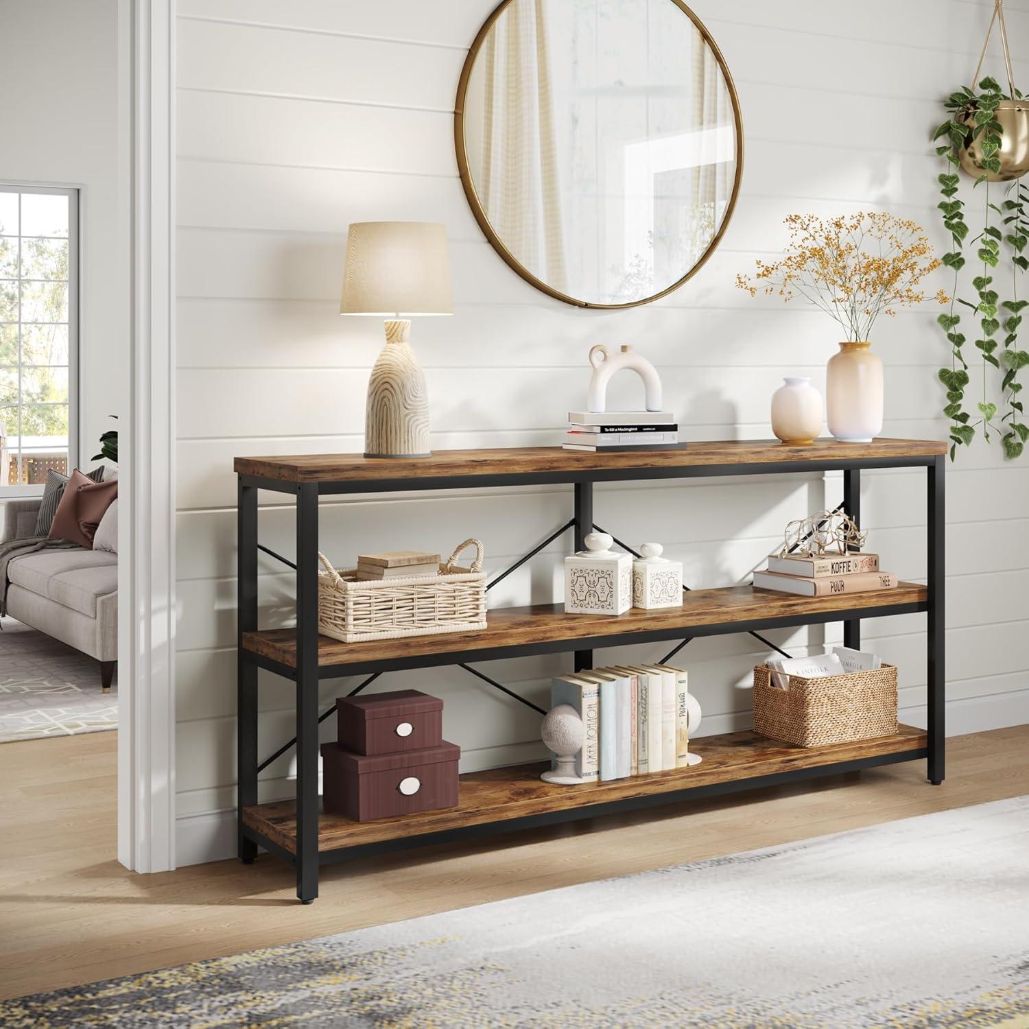 Tribesigns 55 Inches 3 Tiers TV Stand Console Long Sofa Table, Black