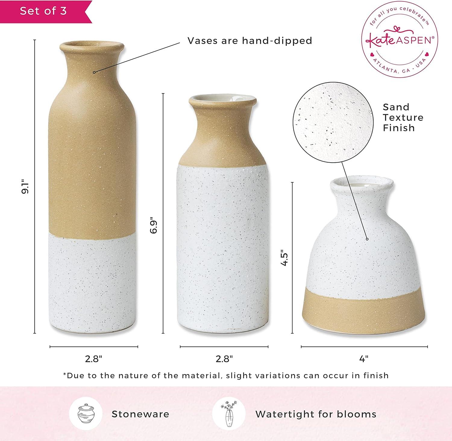 Kate Aspen Modern Farmhouse Vase (Set of 3) | 23276NA