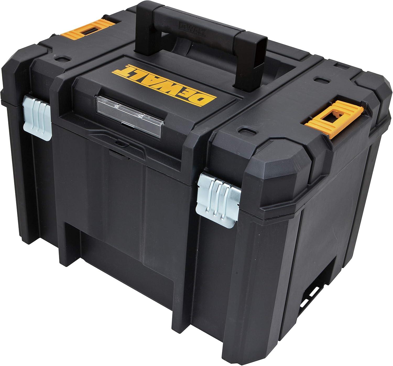 DEWALT TSTAK VI 17" Black and Yellow Stackable Deep Tool Storage Box