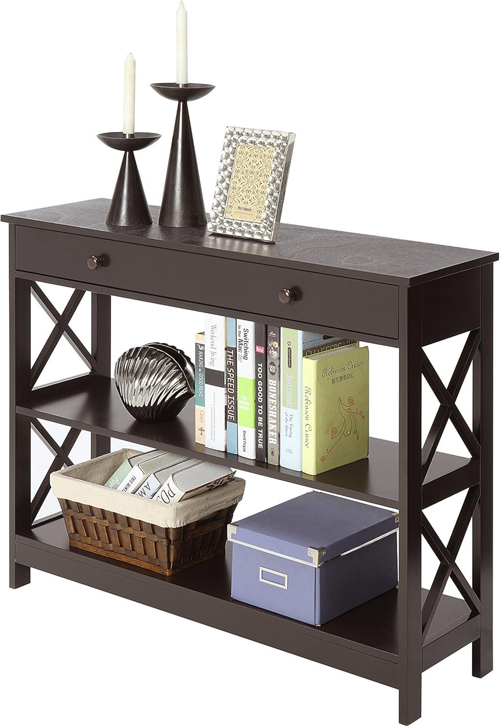 Convenience Concepts Oxford  Console Table with Drawer in Espresso Wood Finish