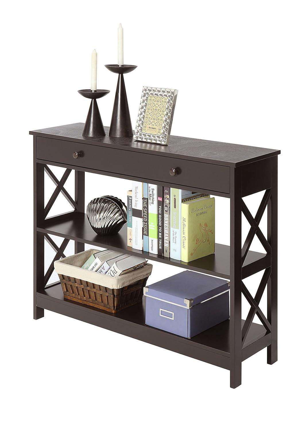 Convenience Concepts Oxford  Console Table with Drawer in Espresso Wood Finish