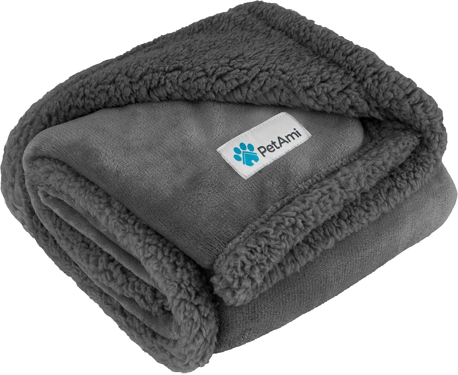 Medium Gray Waterproof Sherpa Fleece Pet Blanket