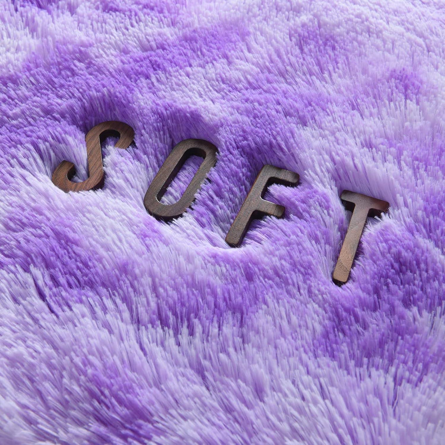 Noahas Fluffy Shaggy Rugs, 5x8 Feet Purple Plush Rugs for Girls Bedroom, Soft Kids Room Carpets, Large Bedside Rug, Upgrade Non-Slip Rugs for Children Nursery Dorm Home Decor, Purple