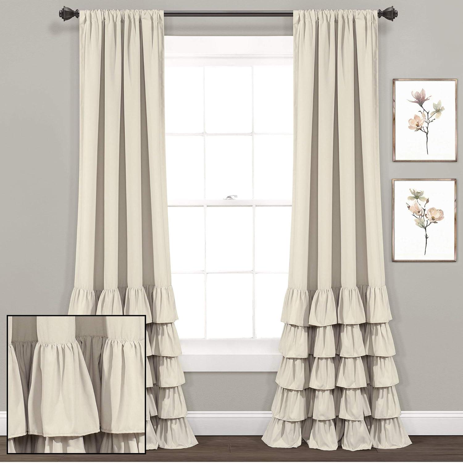 Allison Ruffle Polyester Semi Sheer Curtain Pair