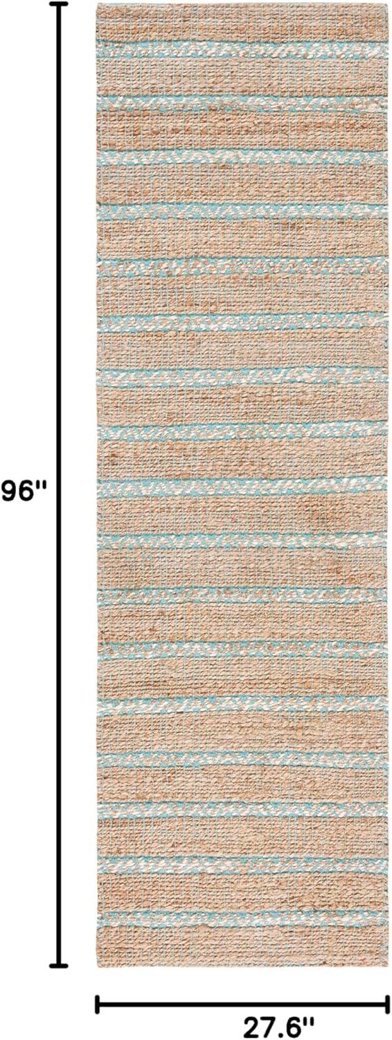 Natural Fiber NFB655 Power Loomed Runner Rug - Teal/Natural - 2'3"x8' - Safavieh.