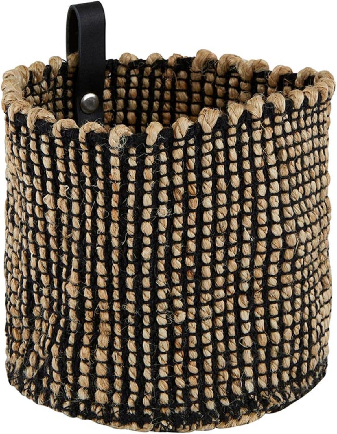 Santa Barbara Design Studio Jute Organizer Woven Storage Basket for Home Décor, Large, Black/Natural