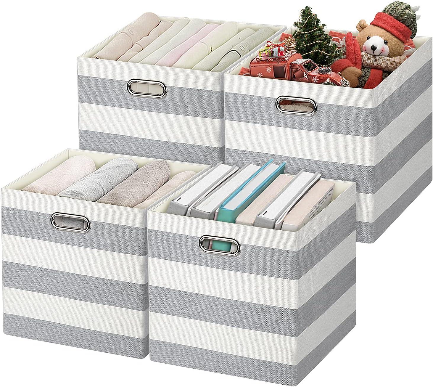 Posprica 3X Thicker Storage Bins Storage Cubes, 13×13 Fabric Storage Boxes Foldable Baskets Containers Drawers for Nurseries,Offices,Closets,Home Décor