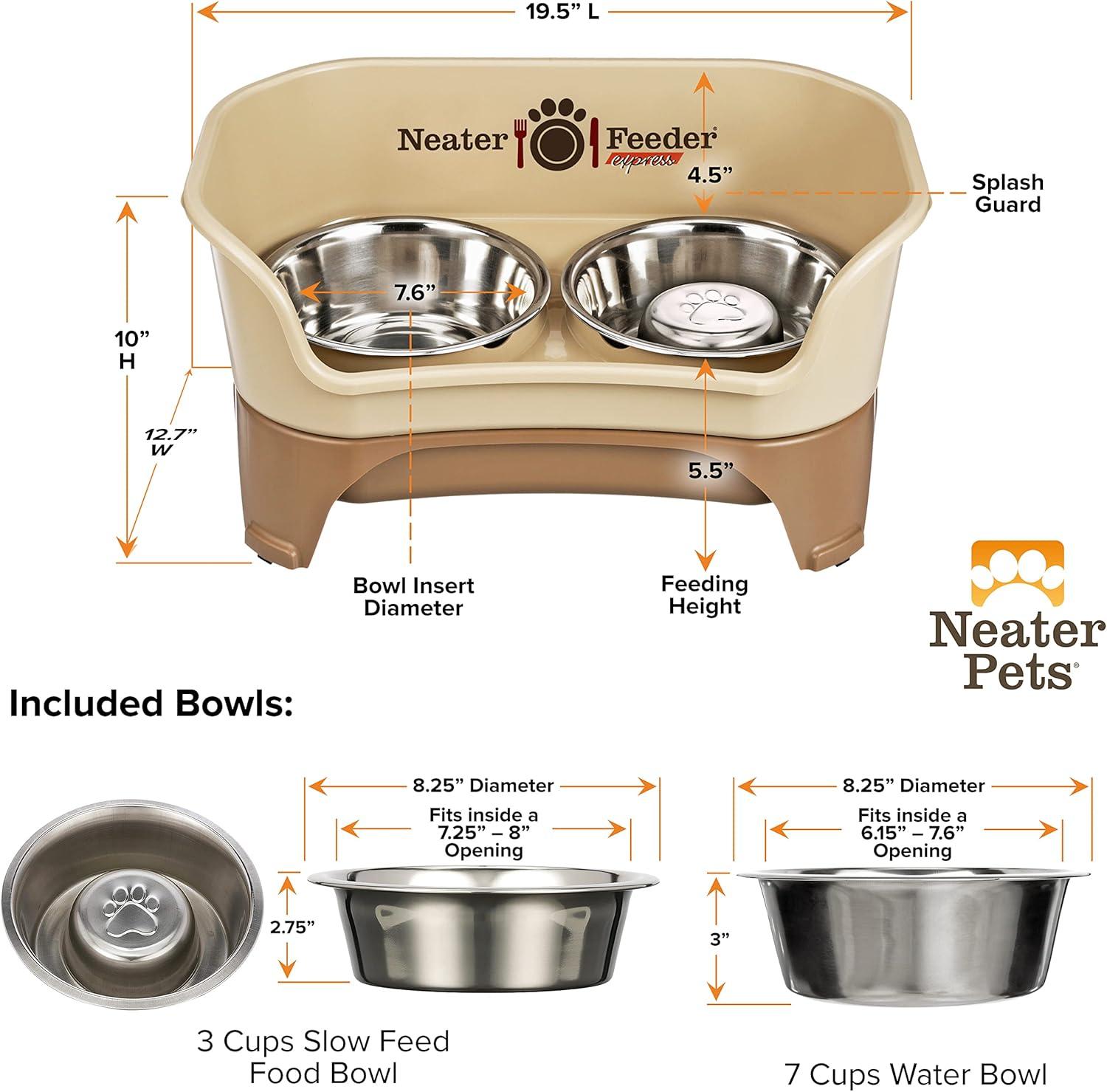 Cappuccino Elevated Stainless Steel Dog Feeder with Splash Guard