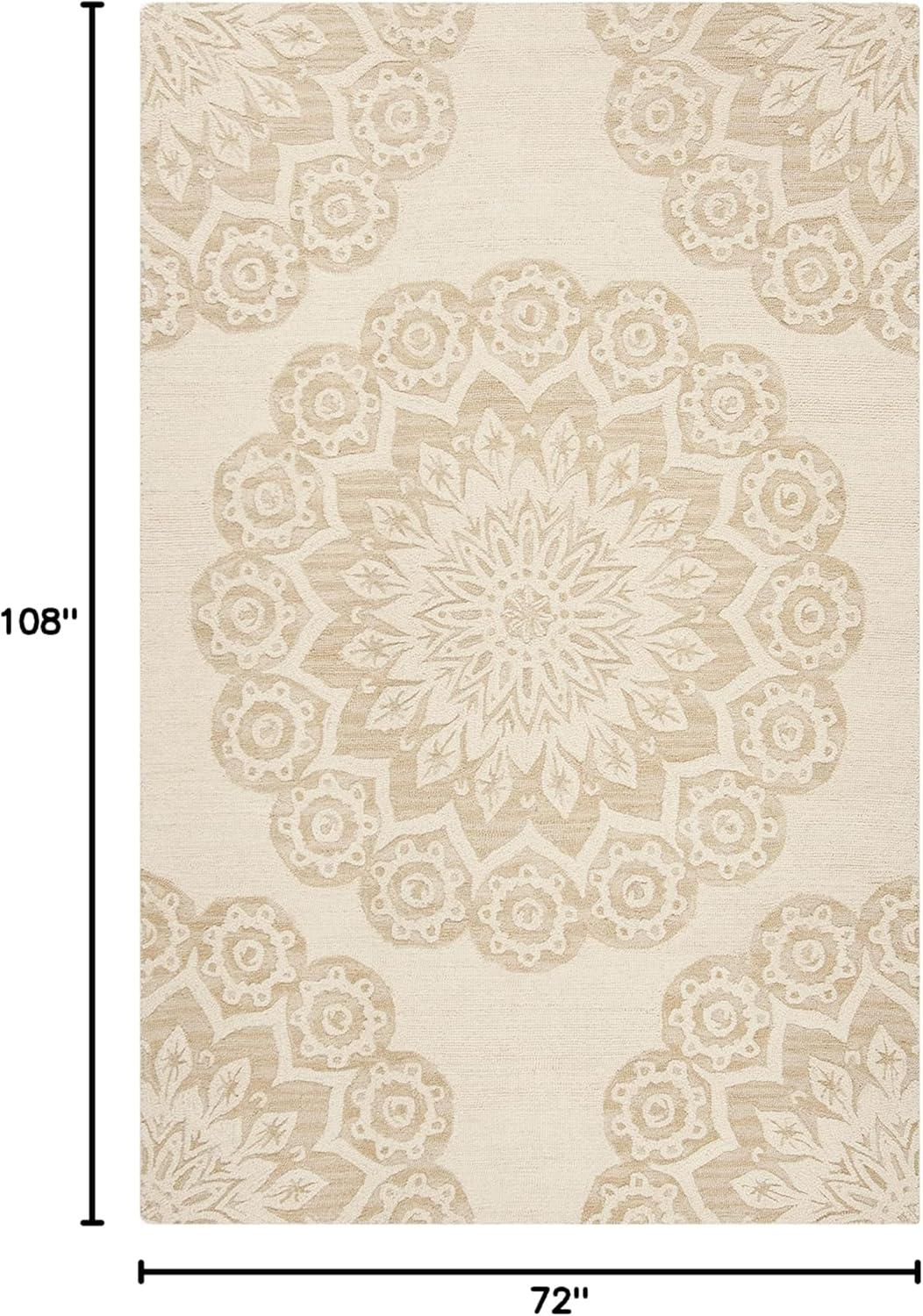 Blossom BLM108 Hand Tufted Indoor Area Rug - Ivory/Beige - 6'x9' - Safavieh