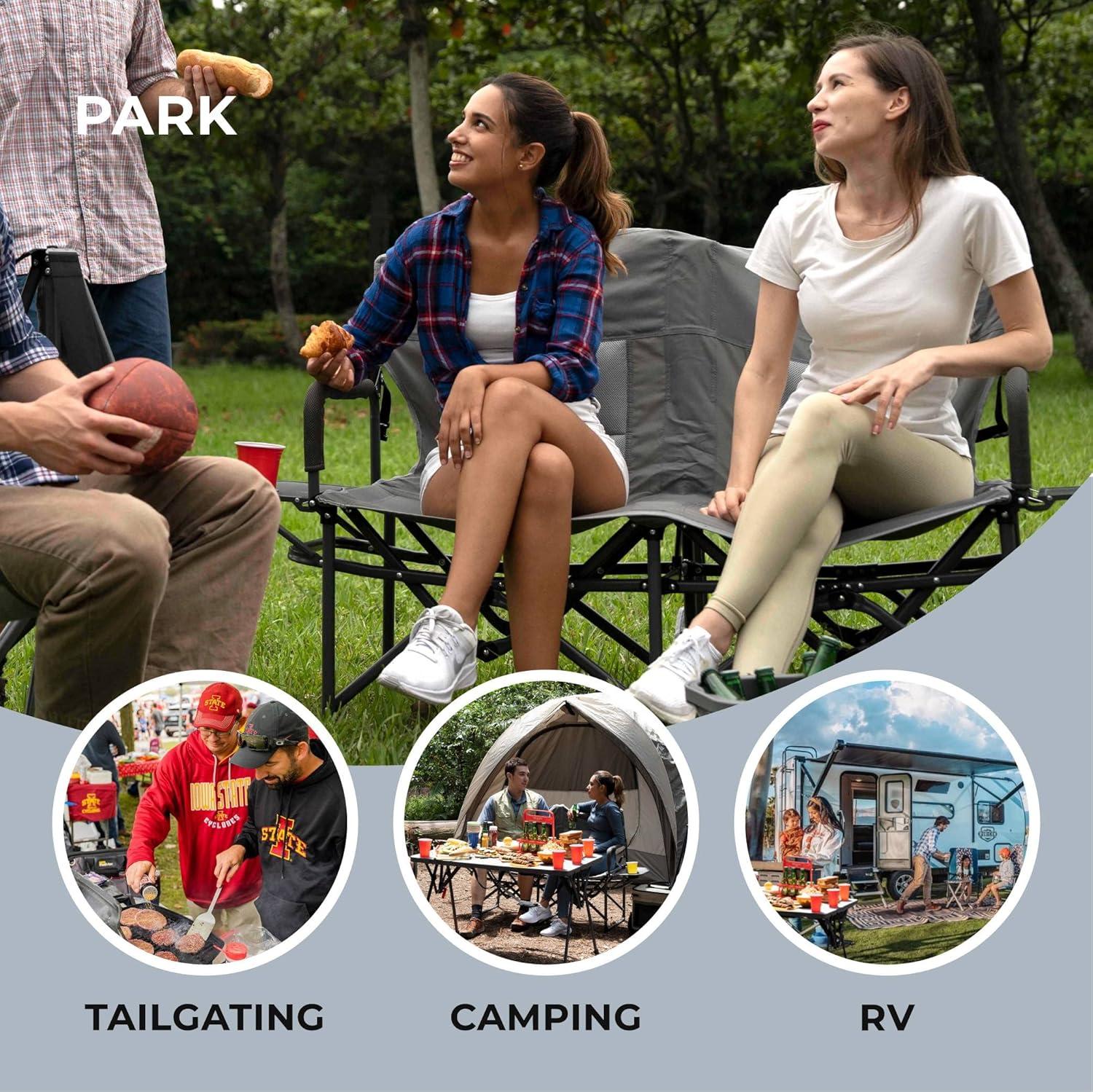 Camphor Designs Oversized Double Portable Folding Director’s Loveseat
