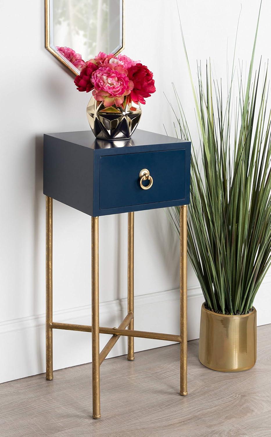 Kate and Laurel Decklyn Square MDF Tea Table, 12x12x30, Gold and Gray