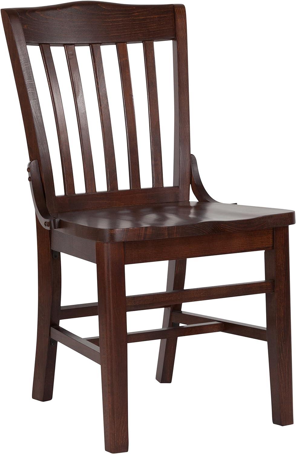 Traditional Walnut Wood Slat Back Dining Chair