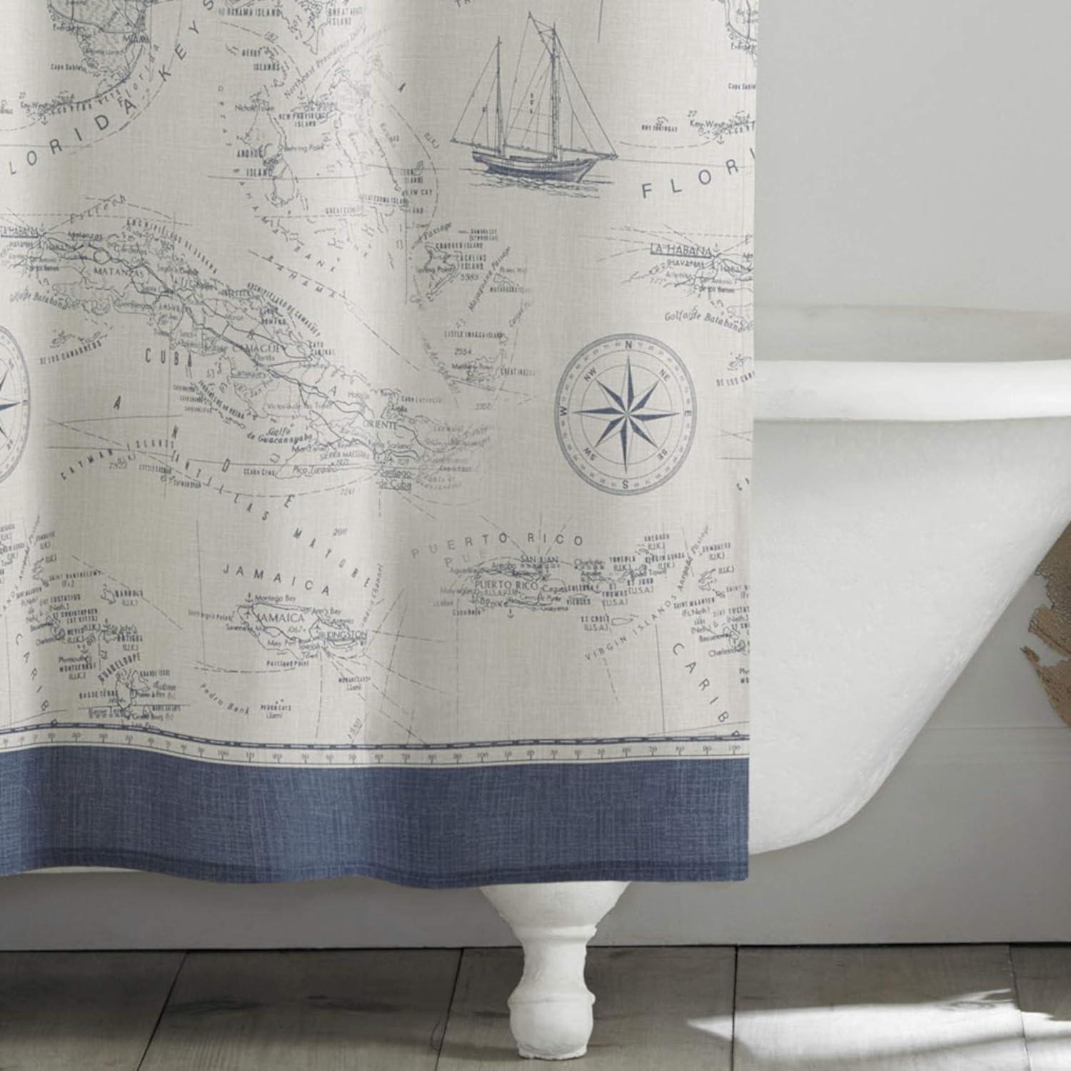 Caribbean Sea 100% Cotton Single Shower Curtain