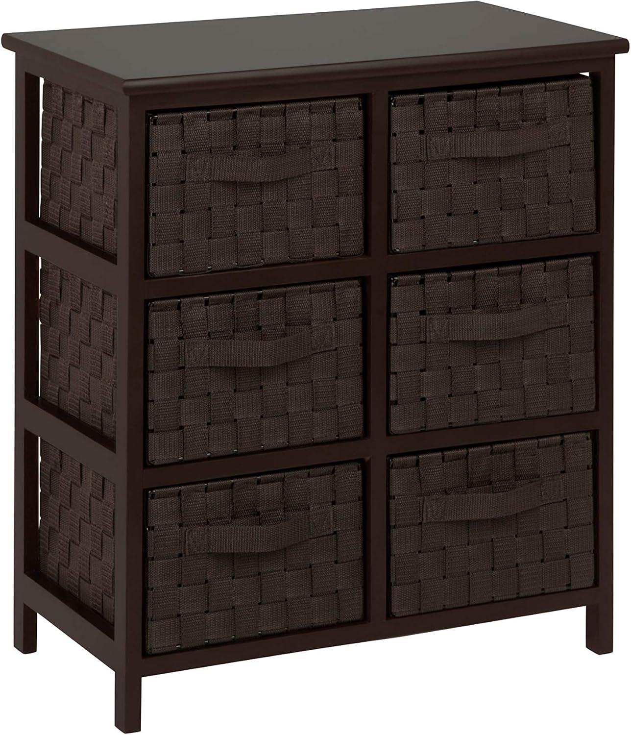 Espresso Woven 6-Drawer Storage Chest with Deep Drawers