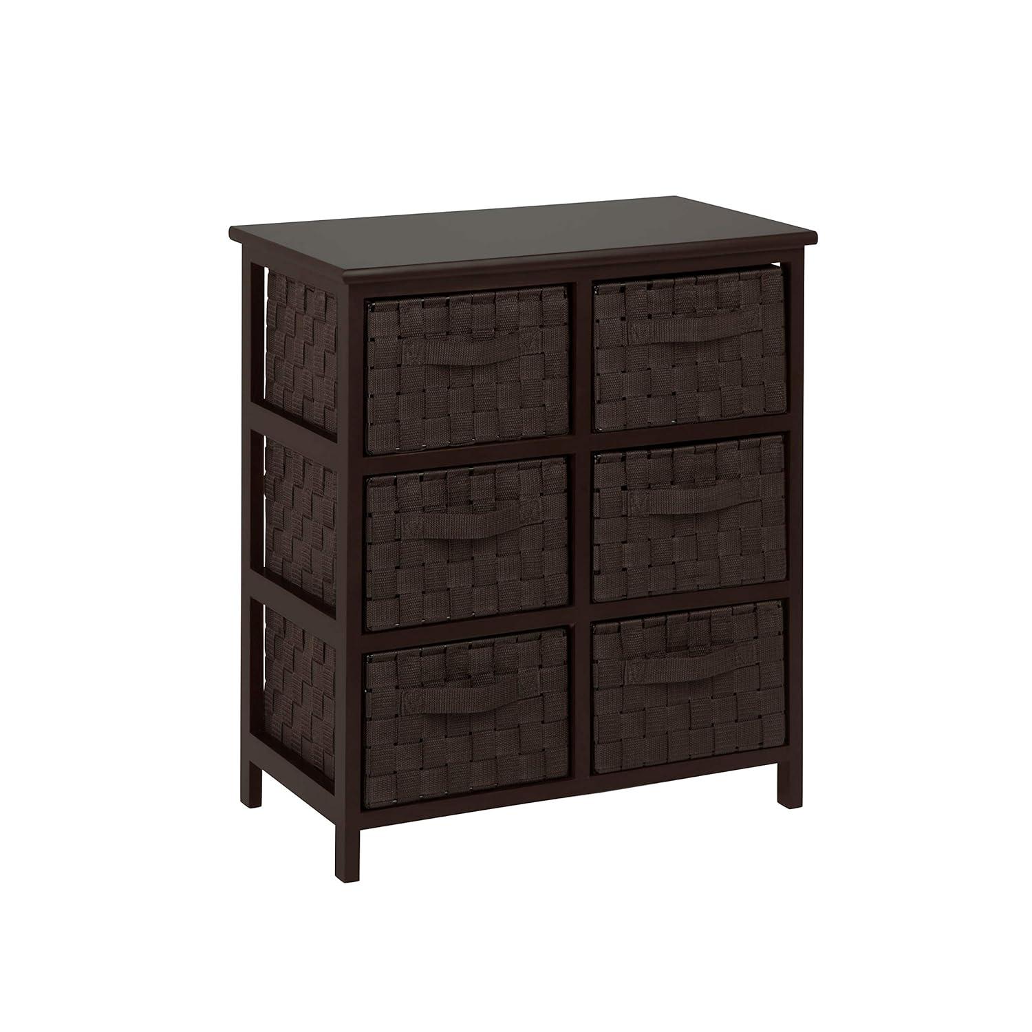 Honey-Can-Do Wood and Polypropylene Woven 6-Drawer Storage Chest, Brown