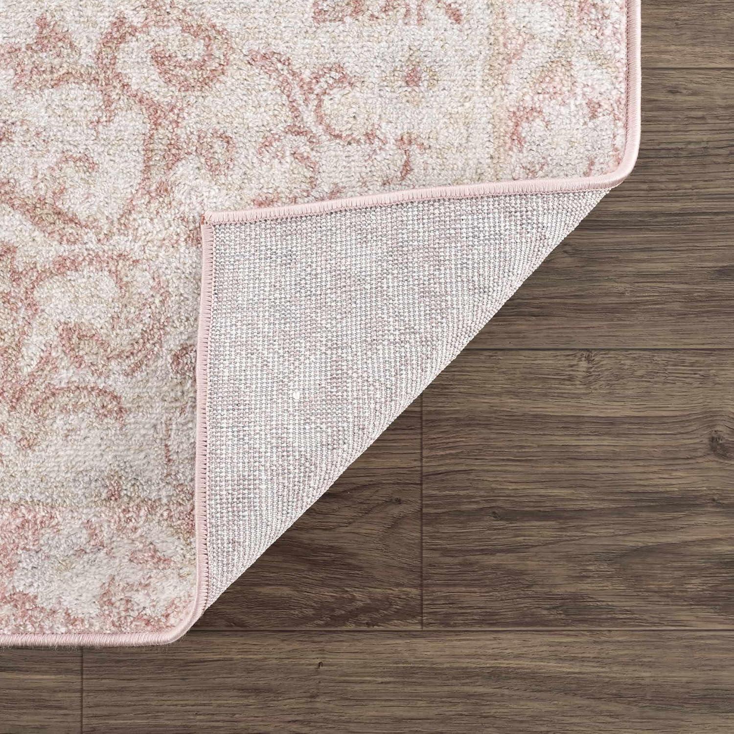 BoutiqueRugs Blush & Light Pink Collection Snead Bohemian Oriental Medallion Large Area Rug - Traditional Floral Carpet for Living Room - Blush, Pale Pink, Cream - 7'10" x 9'6" (8x10 Area Rug)