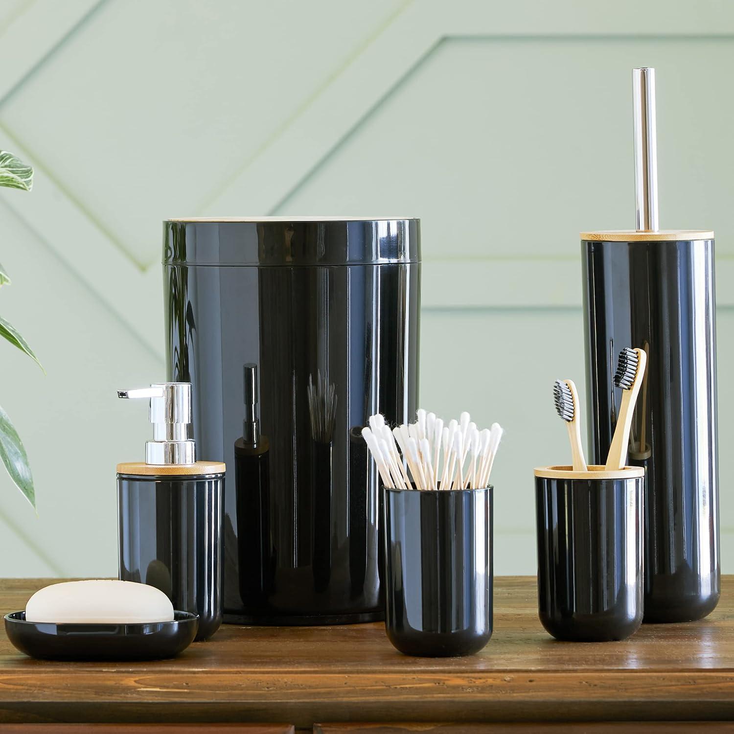 Home-Complete 6-Piece Complete Bathroom Accessories Set (Black)