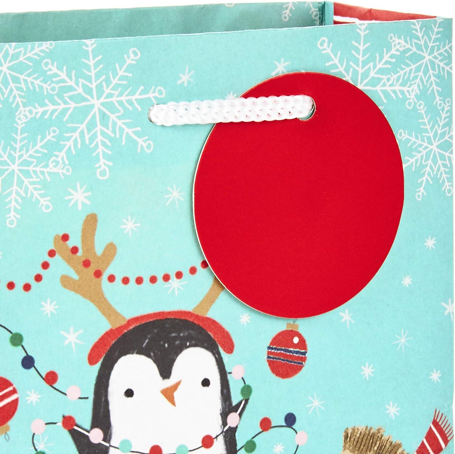 Hallmark Christmas Gift Bags Assorted Sizes (8 Bags: 2 Small 5", 2 Medium 8", 2 Large 11", 2 Extra Large 14") Penguins, Hedgehogs, Santa Claus, Snowmen, Trees