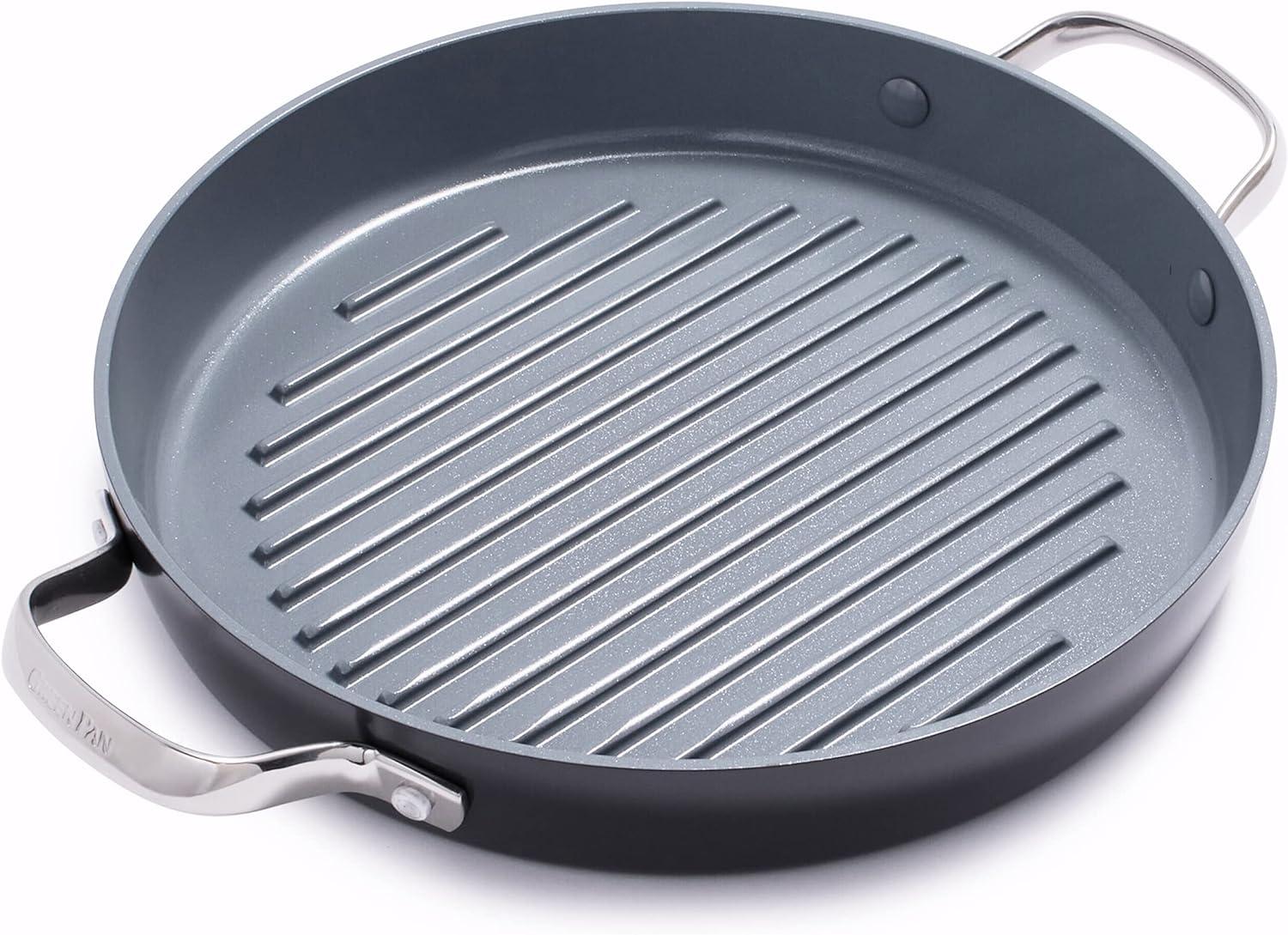 GreenPan Valencia Pro 11" Gray Ceramic Nonstick Grill Pan