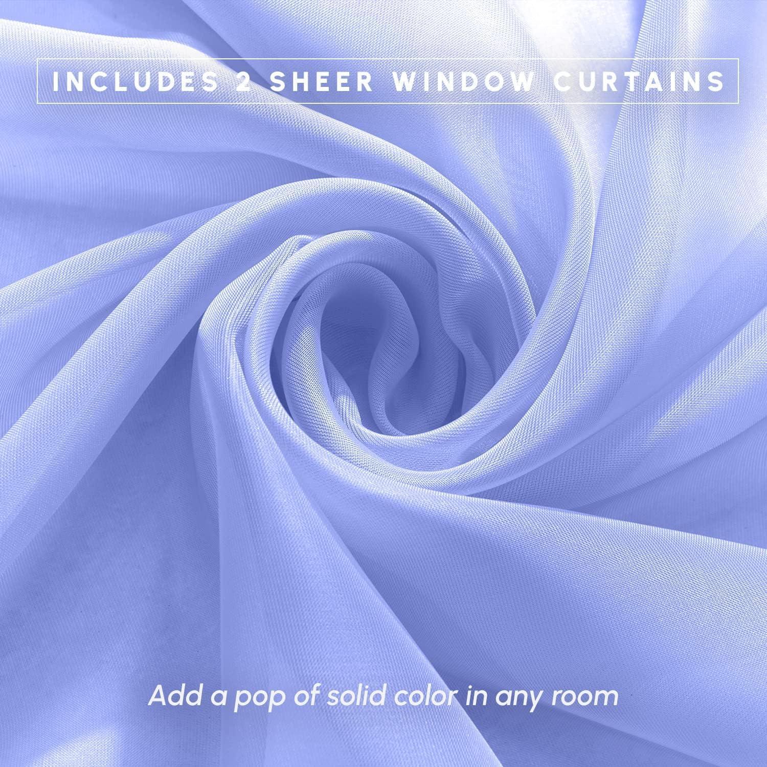 2-Piece Multipurpose Solid Colored Drapes, Sheer Window Curtains with 2 inch Rod Pocket, 60 X 84 inches, Lavender