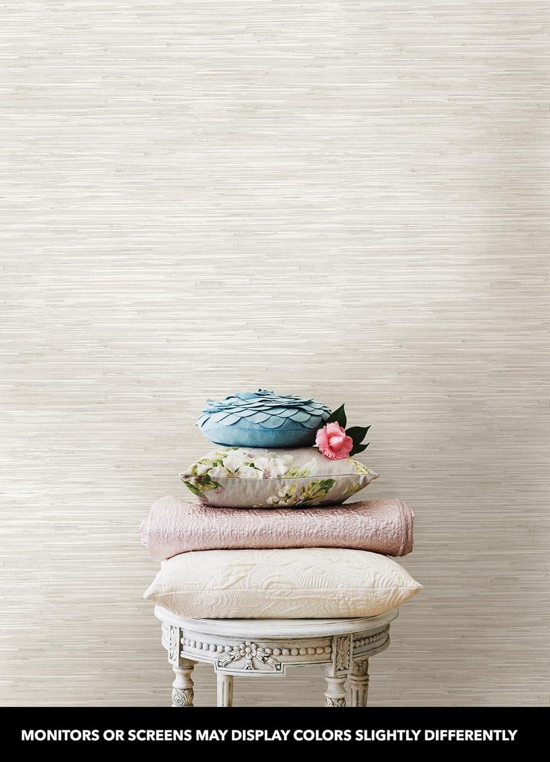 NuWallpaper Grassweave Peel & Stick Wallpaper Cream: Removable Textured Vinyl, Self-Adhesive, Classic Crosshatch Pattern