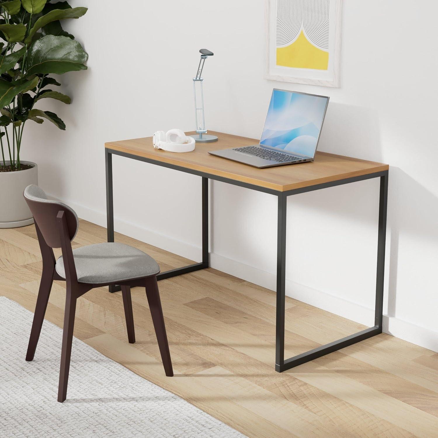 Jennifer 60'' Brown Wood and Metal Desk