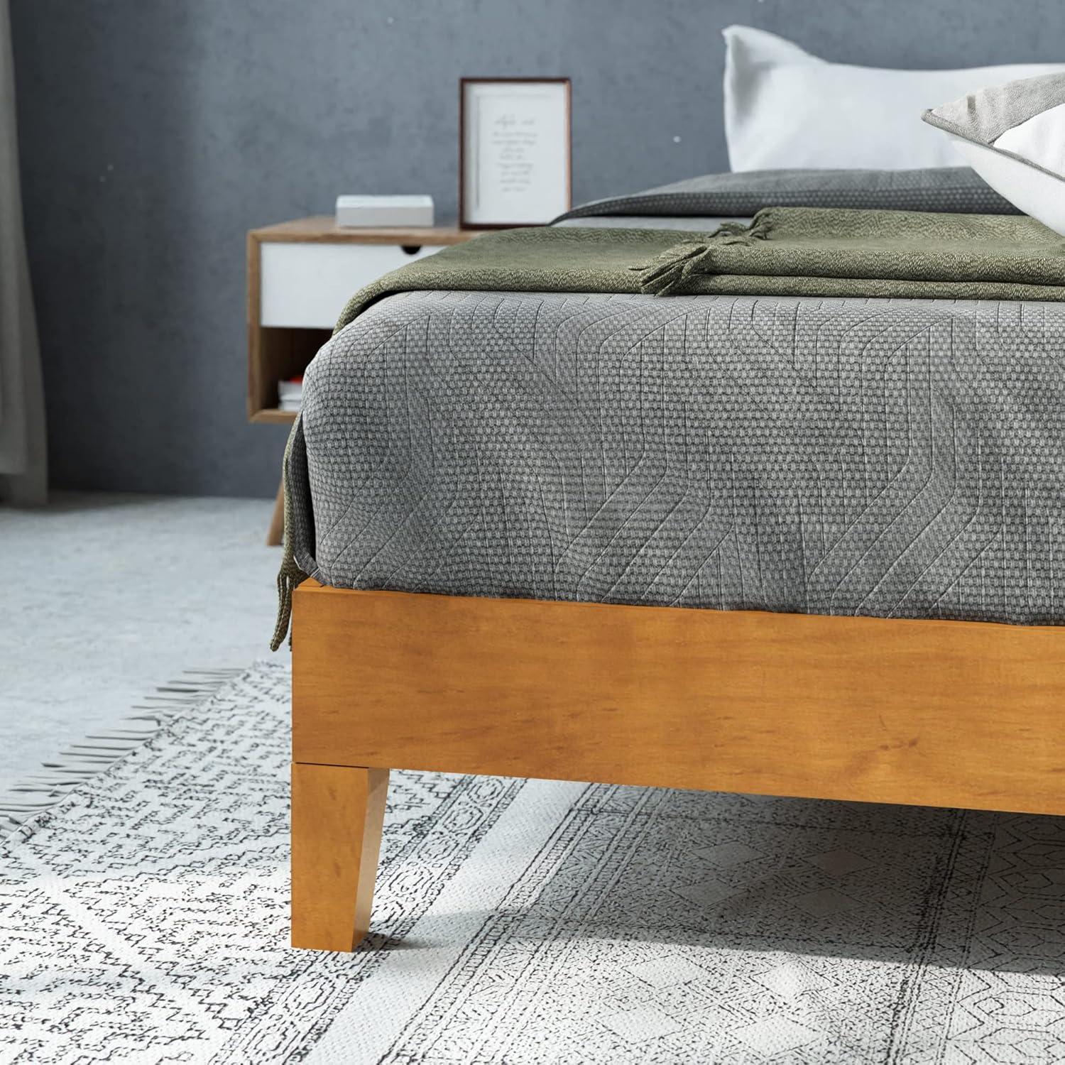 ZINUS Alexis Deluxe Wood Platform Bed Frame / Solid Wood Foundation / No Box Spring Needed / Wood Slat Support / Easy Assembly, Rustic Pine, King
