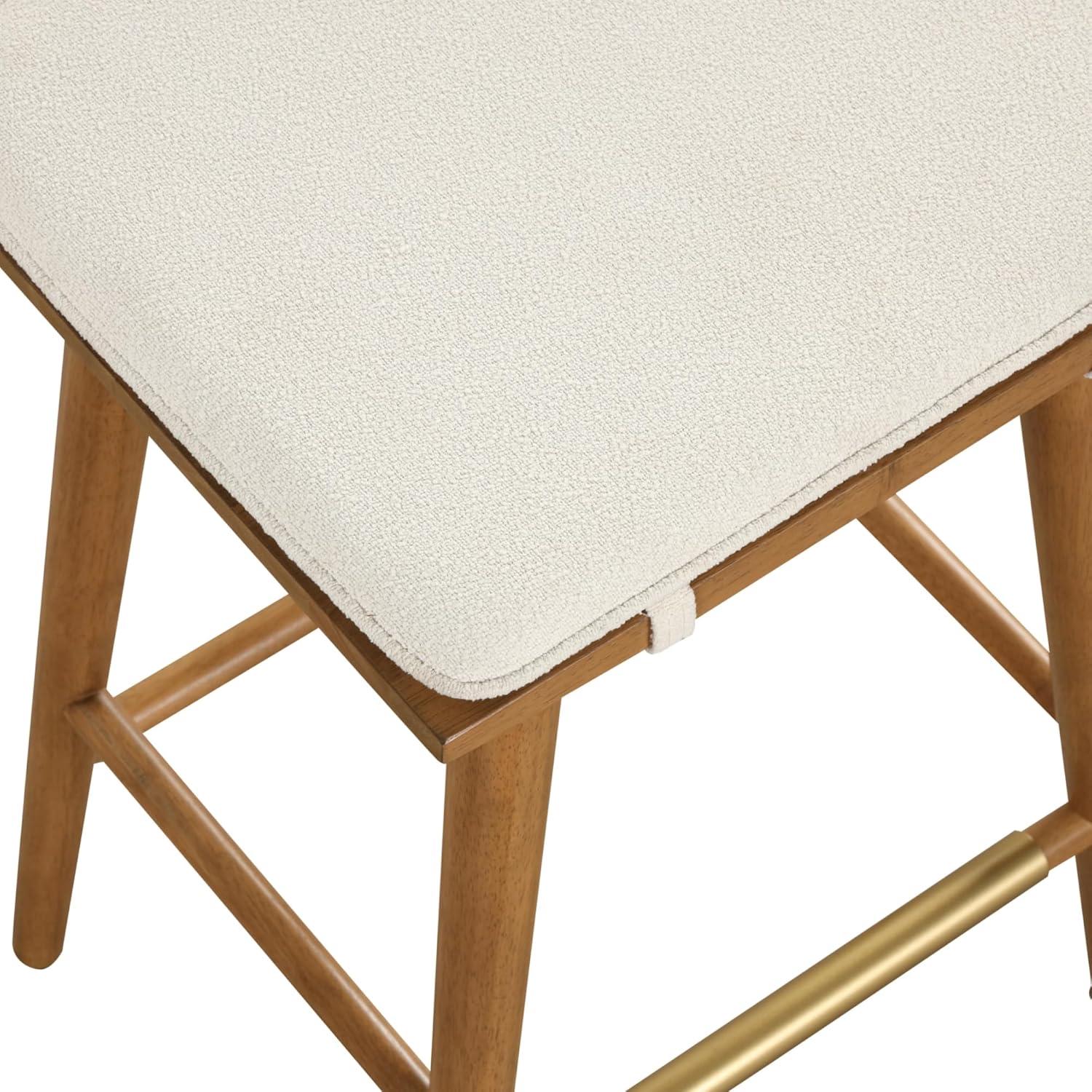 Nathan James Barker Counter Height Barstool: Padded Saddle Seat, Solid Rubberwood Legs, 24" Tall