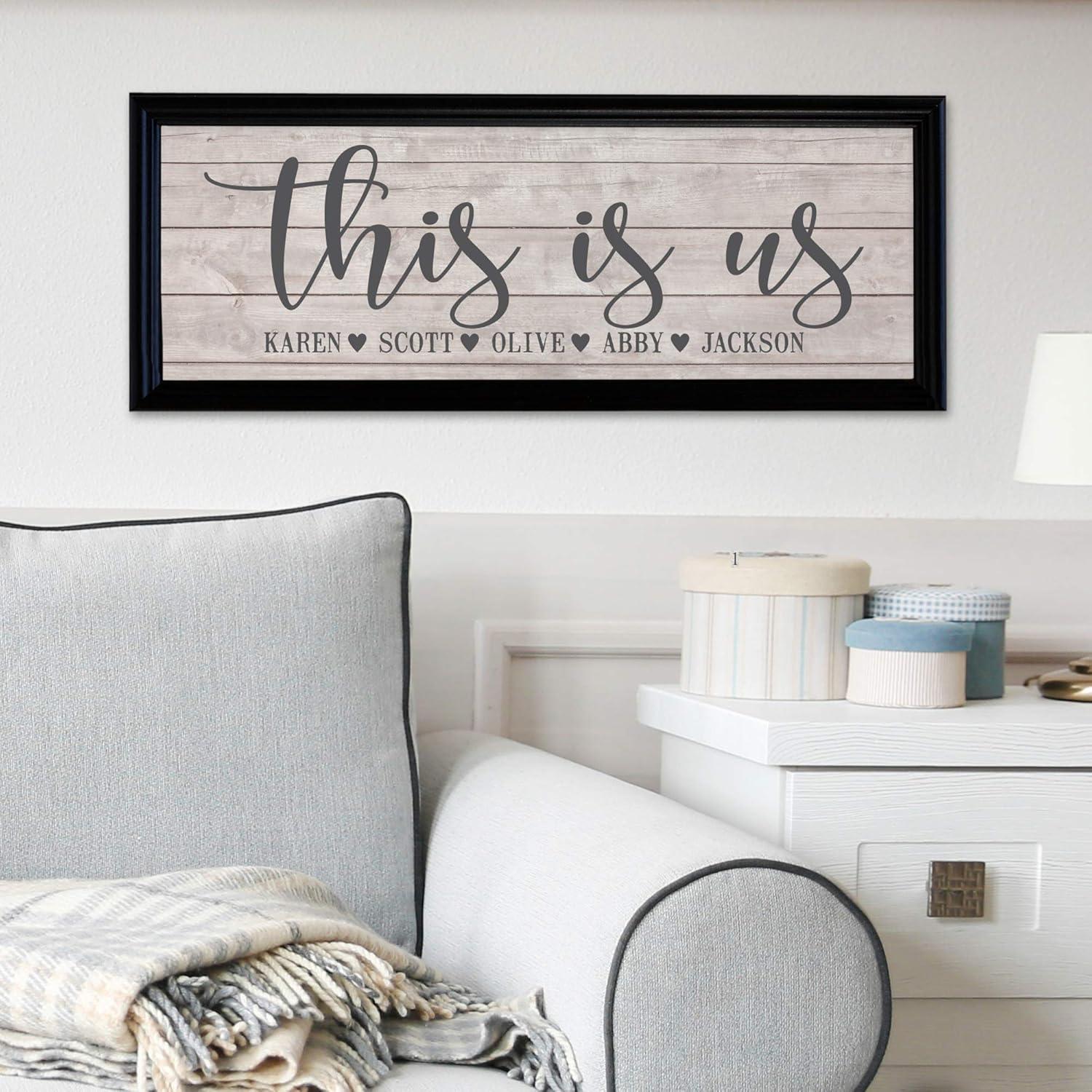 Let's Make Memories Personalized This Is Us Canvas with Frame - Framed Family Canvas - Customized Wall Art - Home Decor - 9”H x 27”W