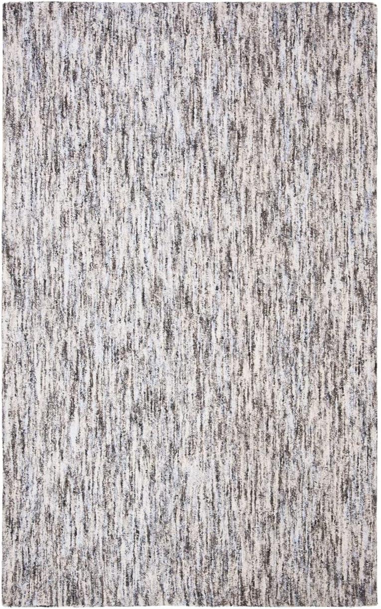 Hand-Tufted Artisan Abstract Gray Wool-Viscose 9' x 12' Rug