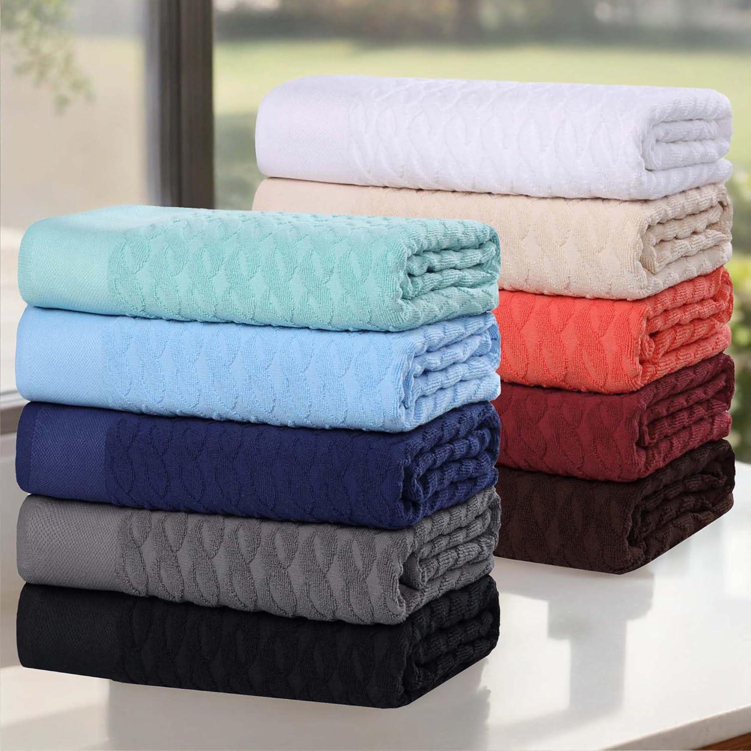 Superior Turkish Cotton Highly-absorbent 6-Piece Towel Set for Bathroom, Spa, and Gym, Ivory