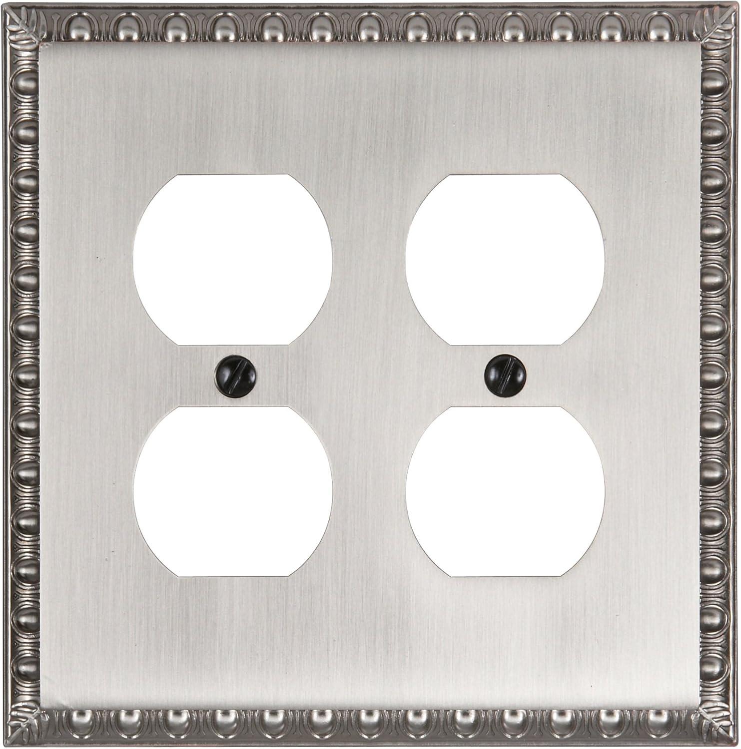 Amerelle 90DDAN Egg & Dart Wallplate, 2 Duplex, Cast Metal, Antique Nickel, 1-Pack