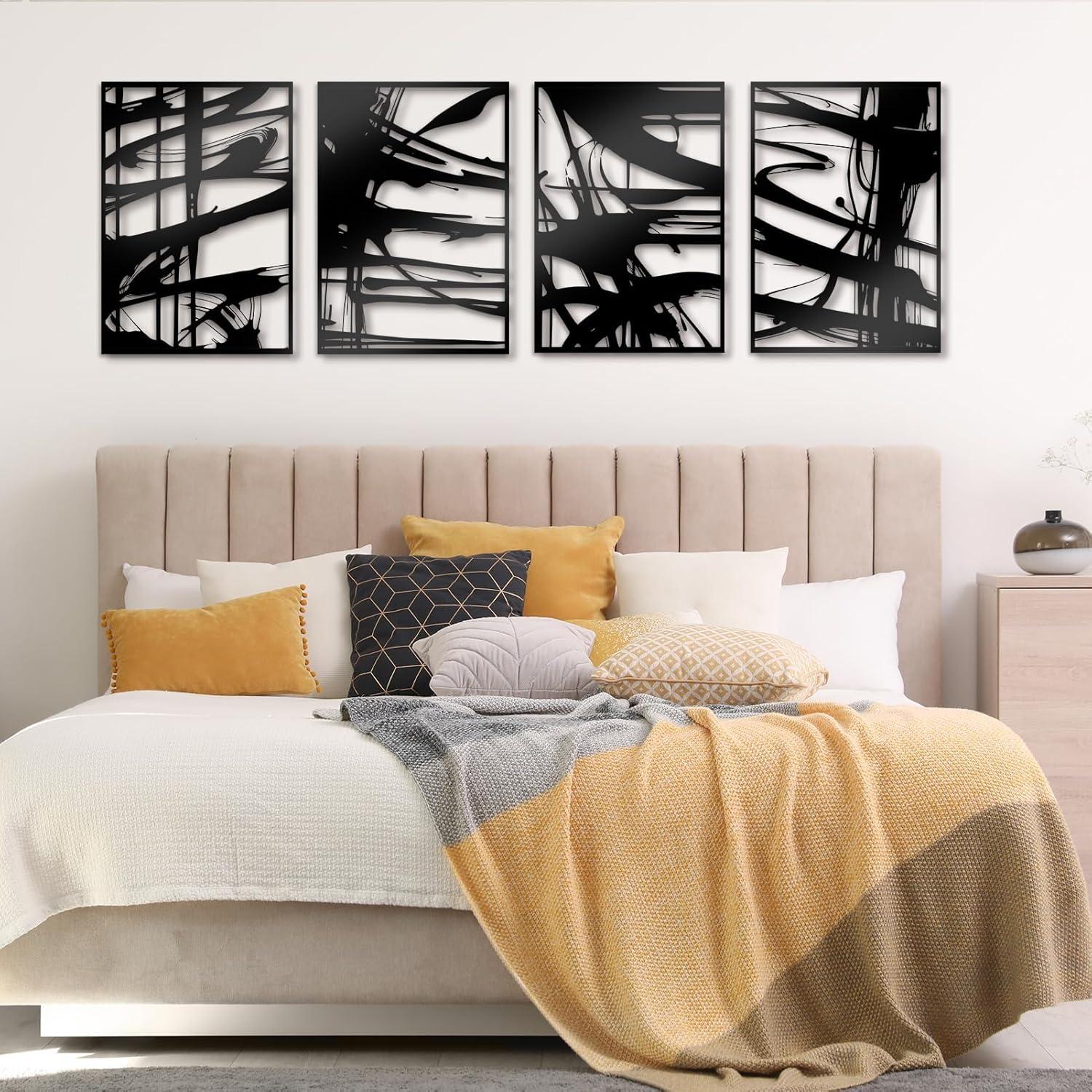 Black Metal Minimalist 3D Abstract Wall Art Set