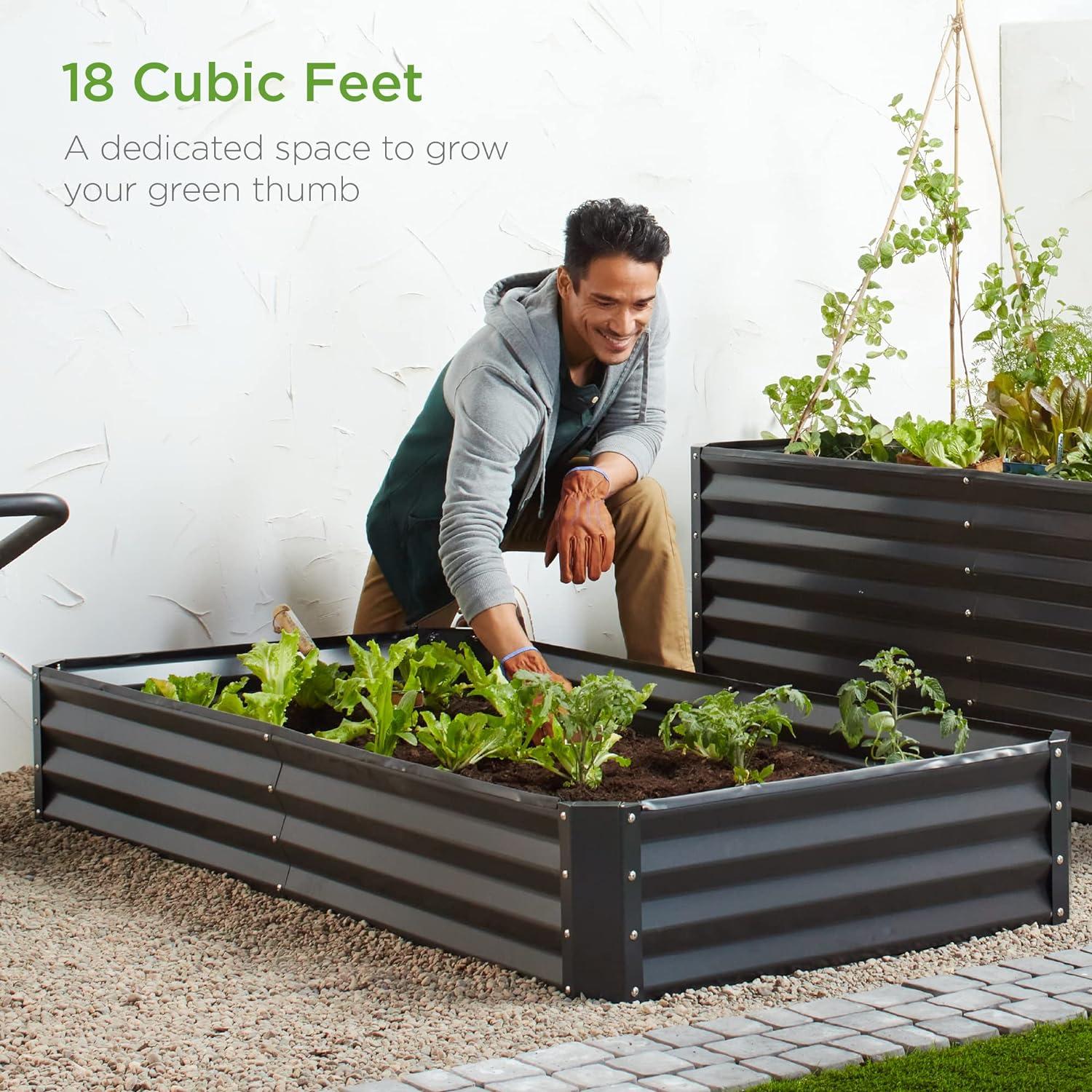 Best Choice Products 6x3x1ft Outdoor Metal Raised Garden Bed for Vegetables, Flowers, Herbs, Plants - Dark Gray