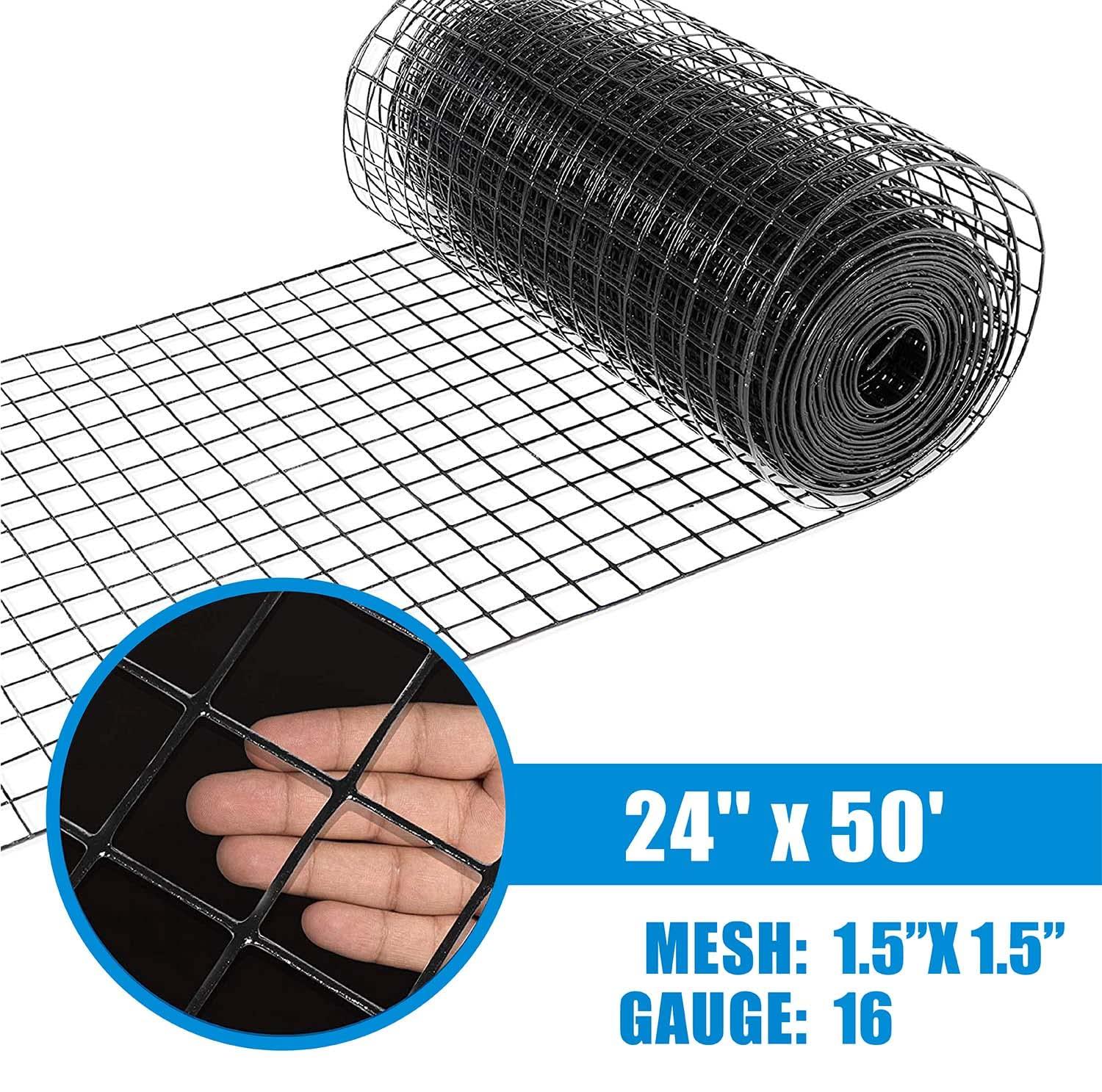 Fencer Wire 16 Gauge Black Vinyl Coated Welded Wire with Mesh Size 1.5” x 1.5”, Multiple Sizes & Reviews | Wayfair