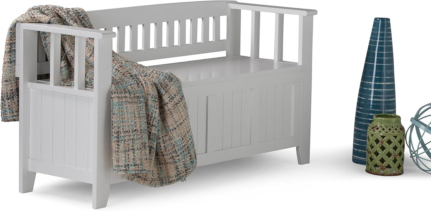 Simpli Home Acadian 48"W Solid Wood Entryway Storage Bench with Lift-Top Lid and Dual Compartments