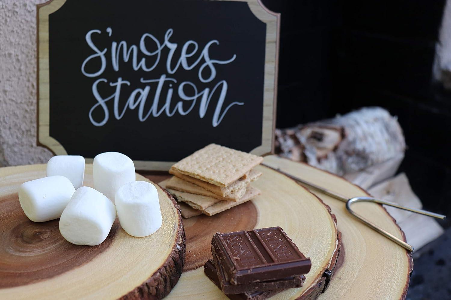 Rustic Acacia Wood Slab Serving Board Set with Live Edge Bark