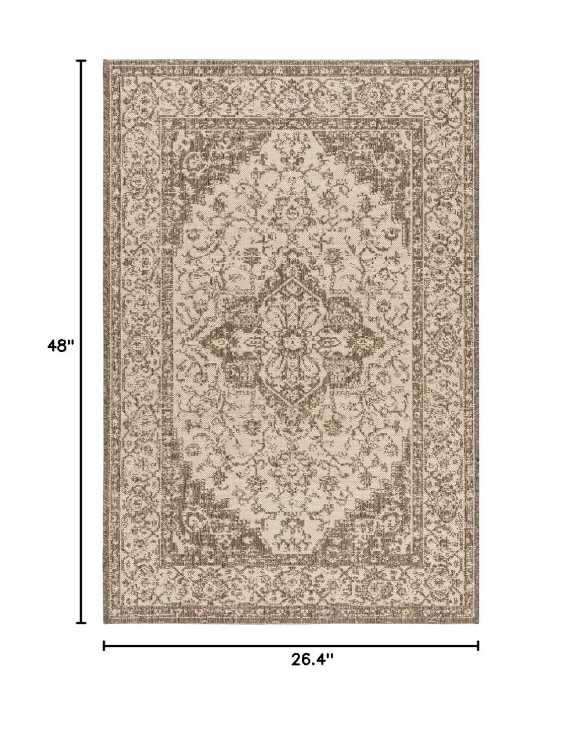 SAFAVIEH Beach House Stanice Medallion Indoor/Outdoor Area Rug, Cream/Beige, 2'2" x 4'