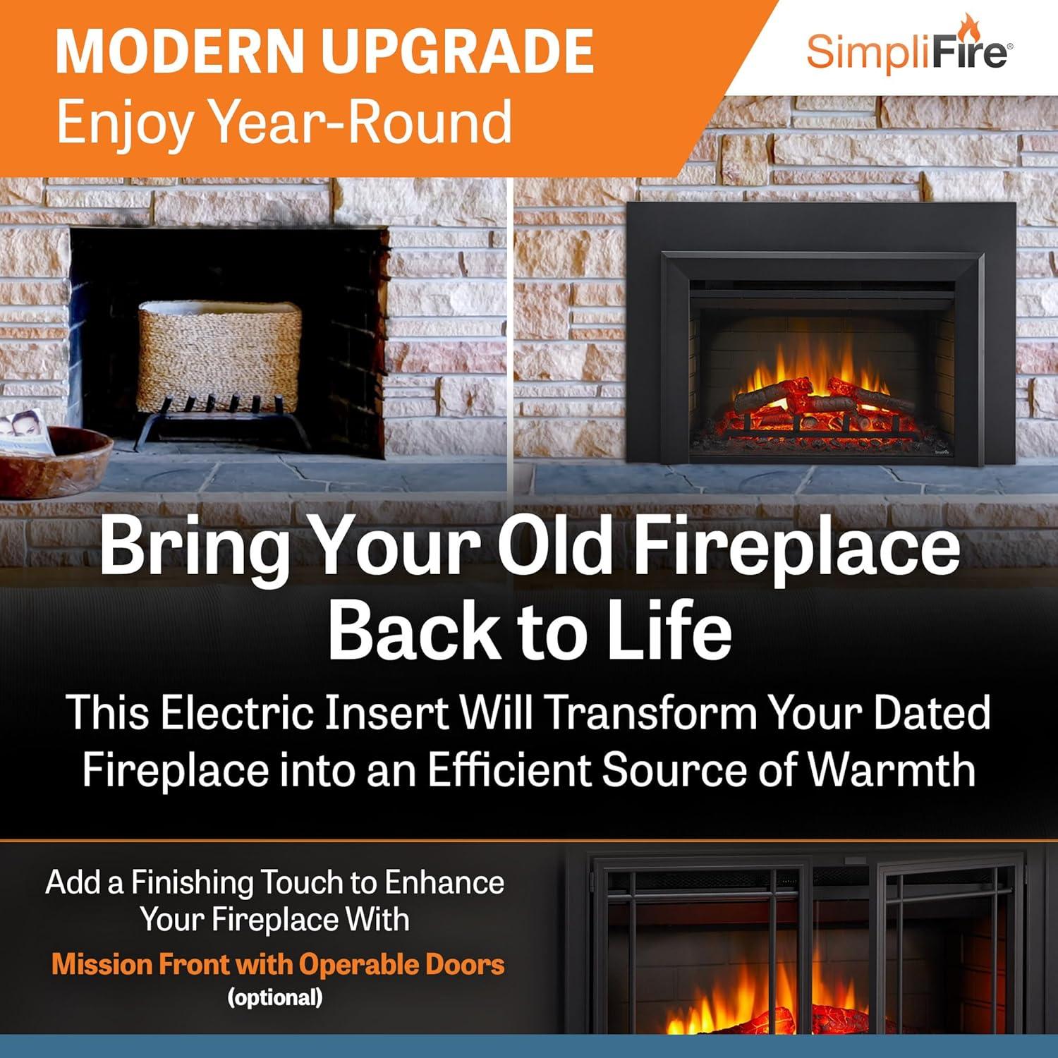 SimpliFire 25-Inch Black Electric Fireplace Insert