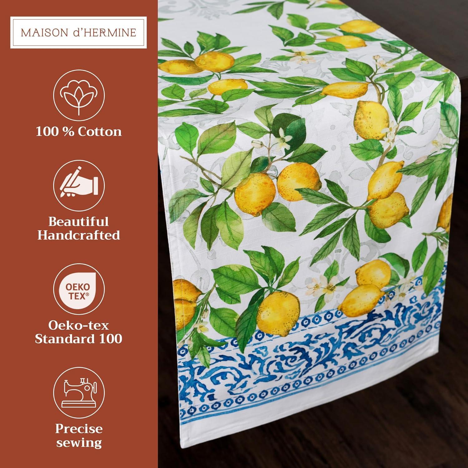 Design Imports Lemon Bliss Print Outdoor Table Runner 14X108 Inches