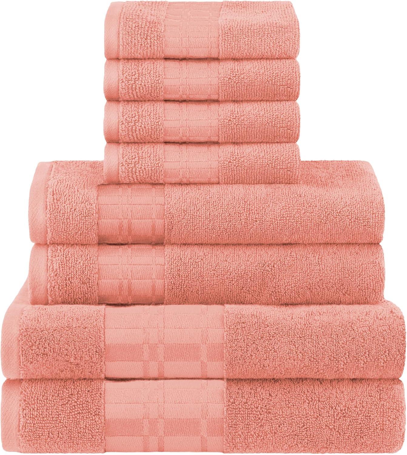 Superior Larissa 8-Piece Cotton Embroidered Towel Set, Coral