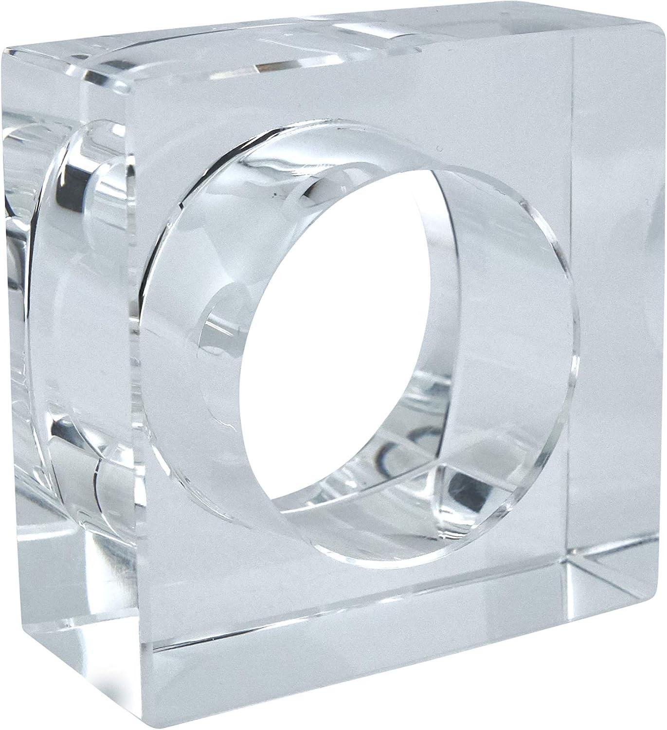 4pk Icicle Inspired Crystal Glass Napkin Rings: K9 High Clarity Lightweight - Saro Lifestyle