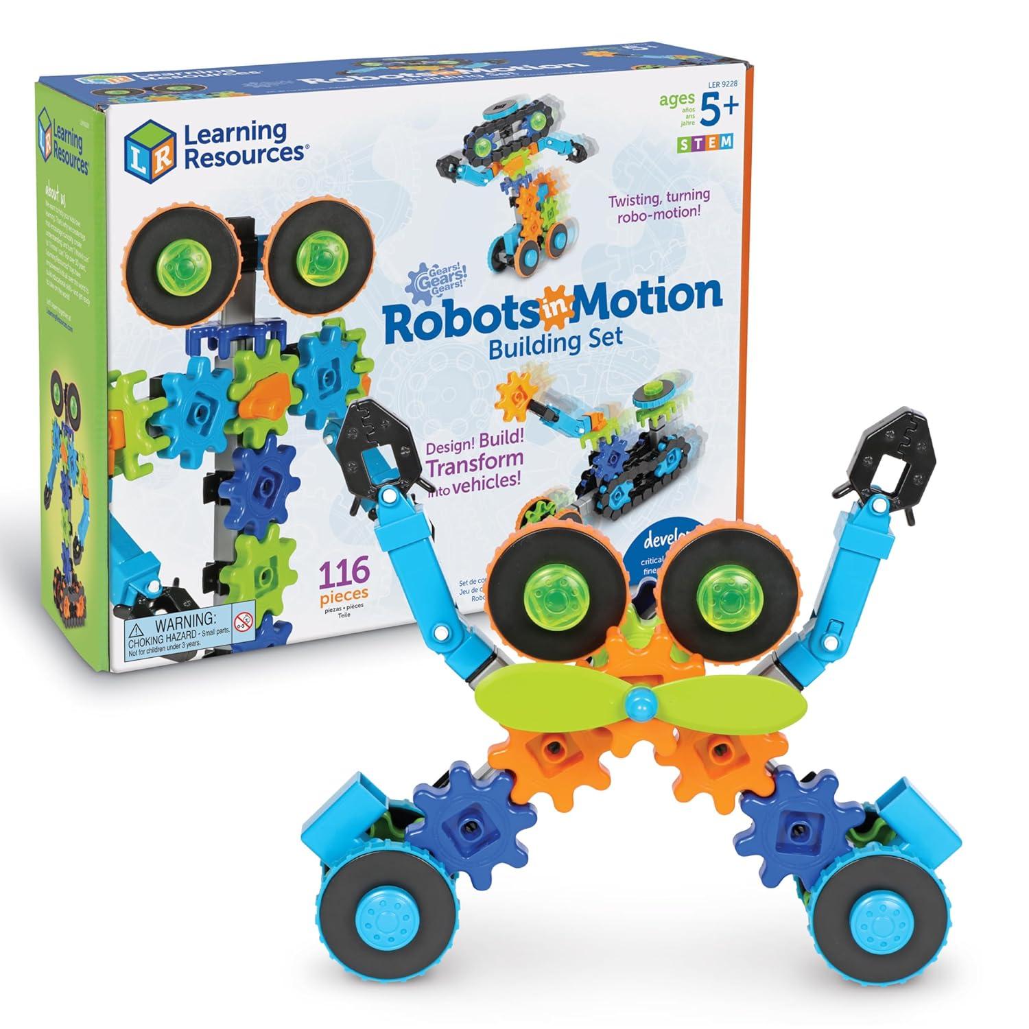 Learning Resources Gears! Gears! Gears! Robots in Motion, Engineering Toy for Kids Ages 5