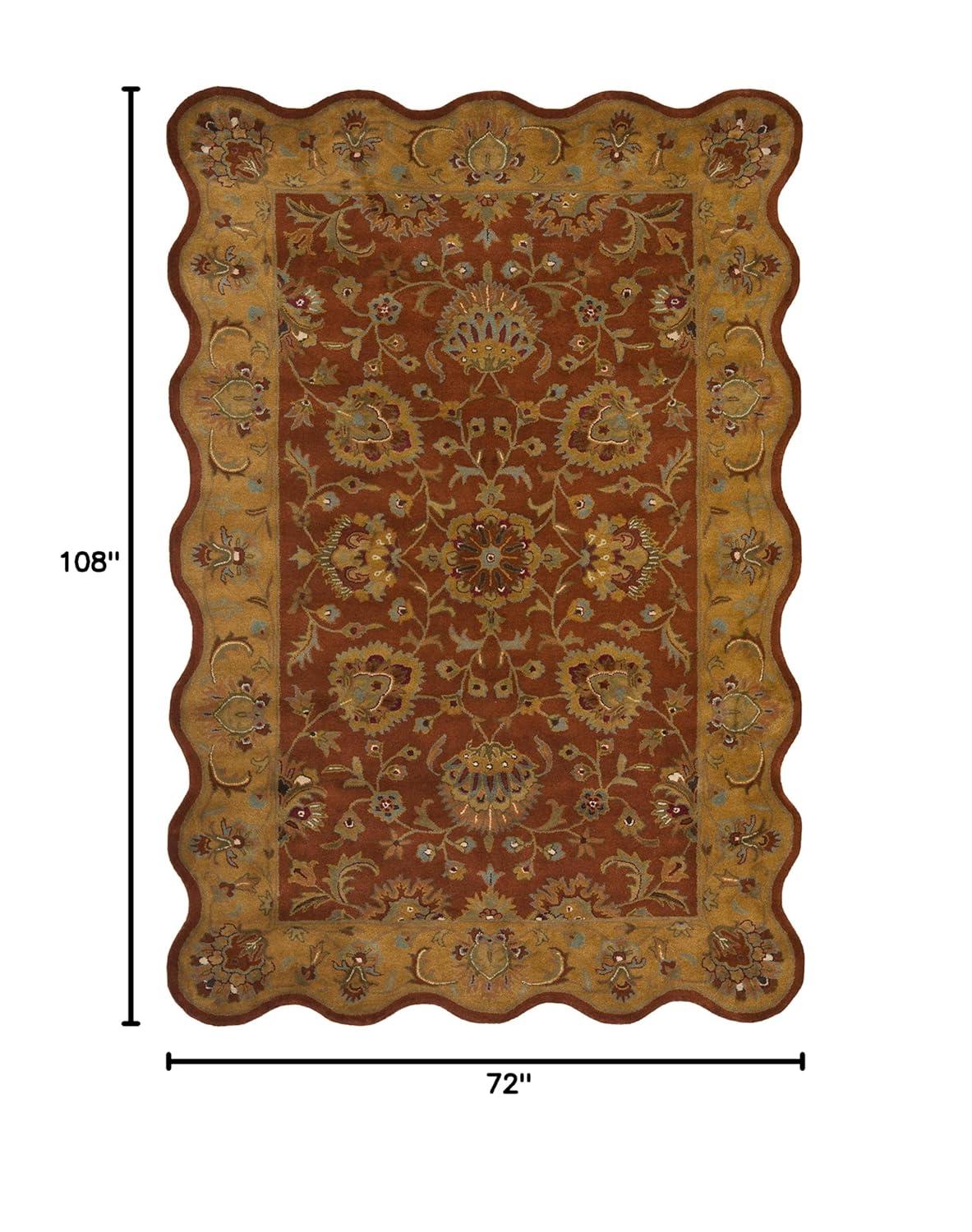 Heritage HG820 Hand Tufted Area Rug - Red/Natural - 6'x9' Scalloped Edge - Safavieh.