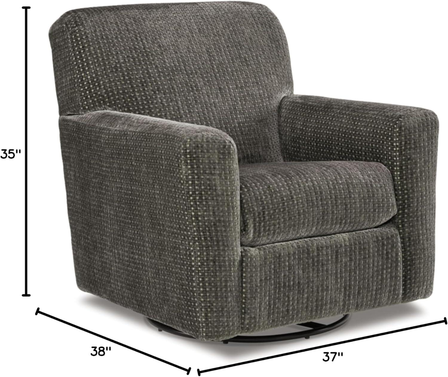 Charcoal Gray Swivel Glider Accent Chair with Polyester Upholstery