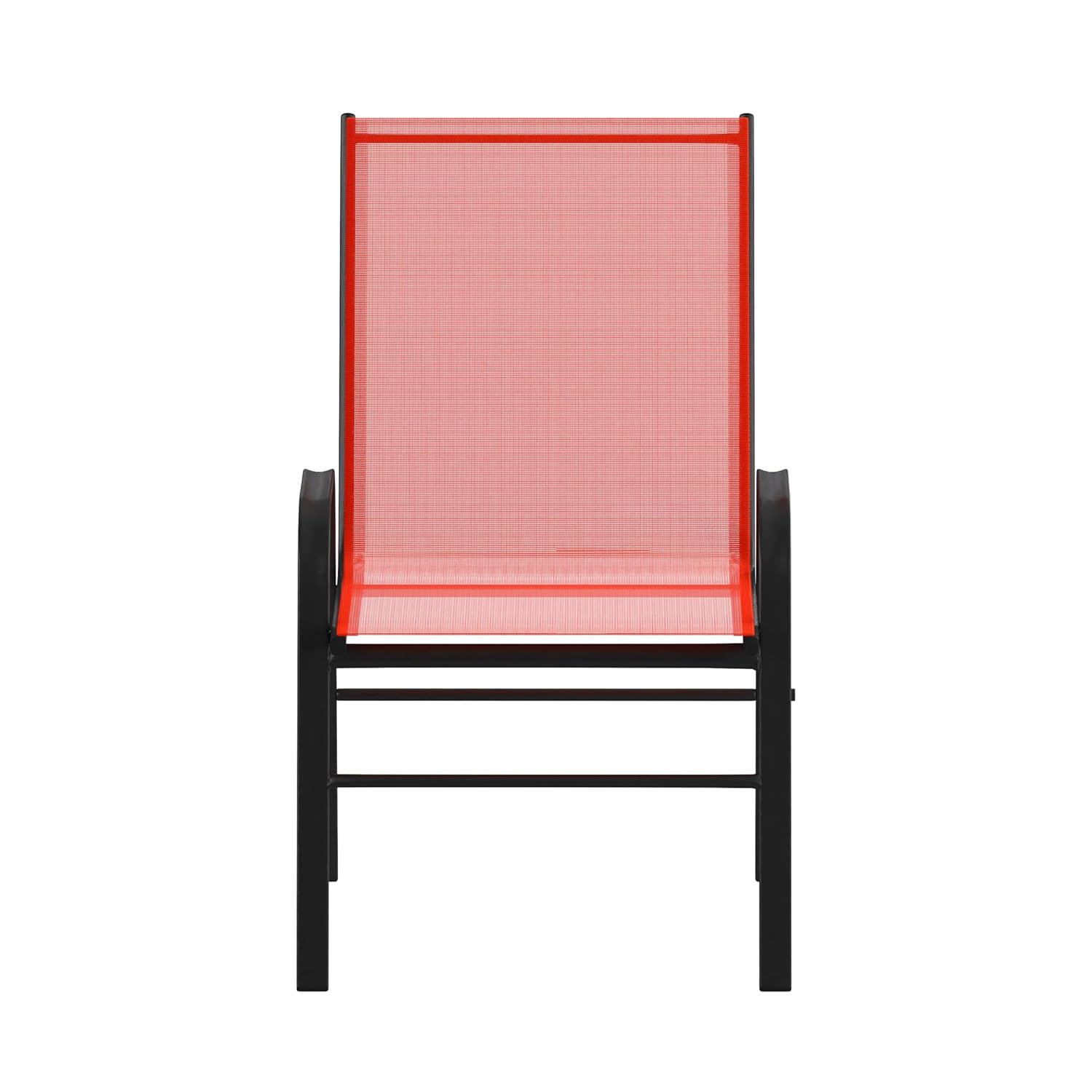 Flash Furniture Brazos Metal Patio Stack Chair in Red (Set of 4)