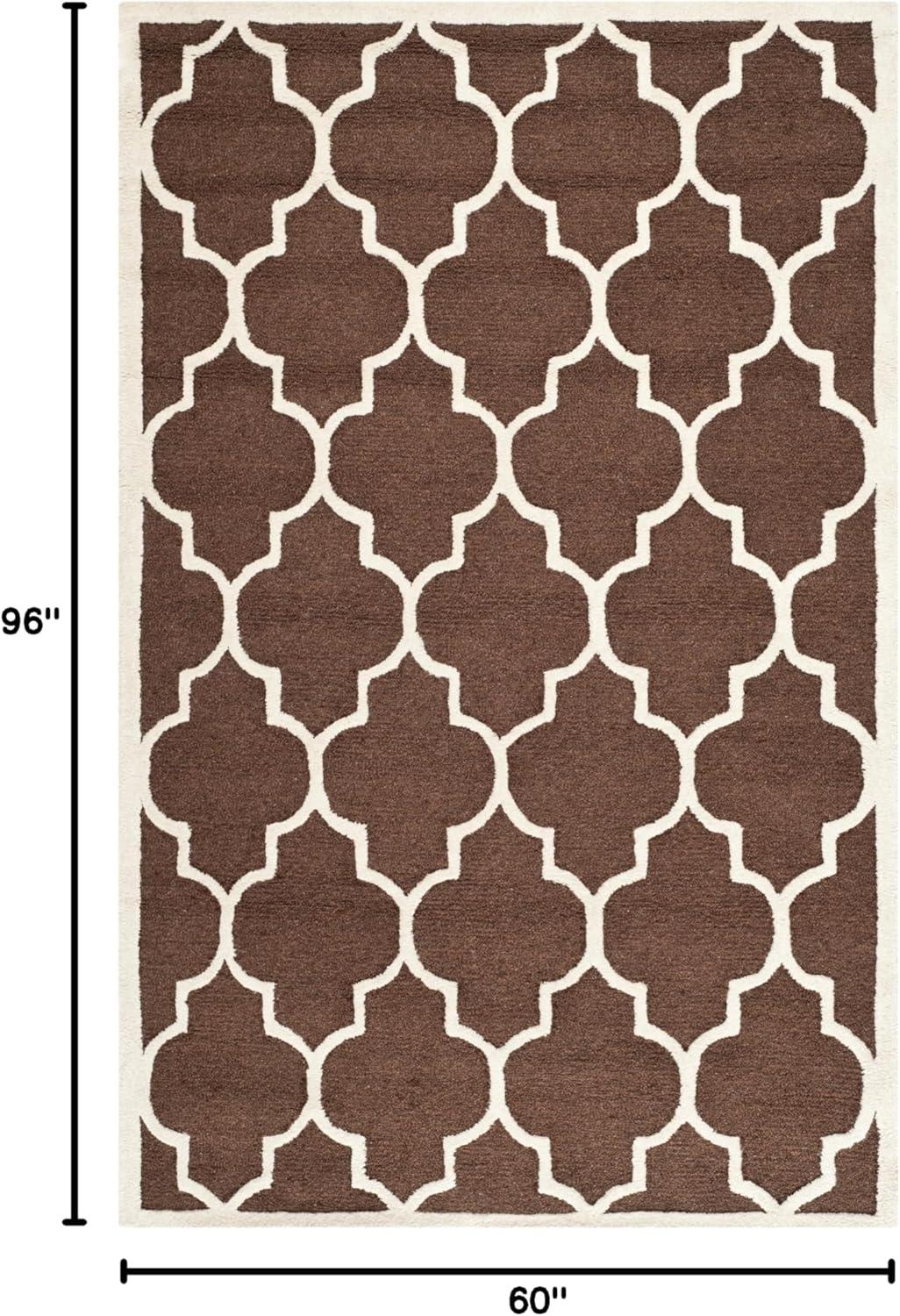SAFAVIEH Cambridge Kevin Geometric Wool Area Rug, Dark Brown/Ivory, 5' x 8'