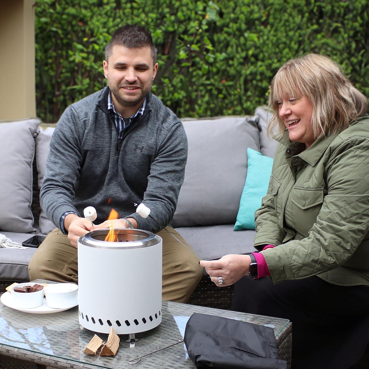 Sunnydaze 9.5" Round Wood-Burning Silver Finish Stainless Steel Tabletop Smokeless Fire Pit